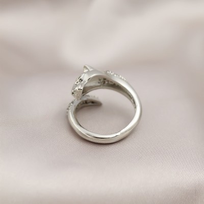 Gümüş Renkli Metal Kaplan Model Zirkon Taşlı Kadın Yüzük