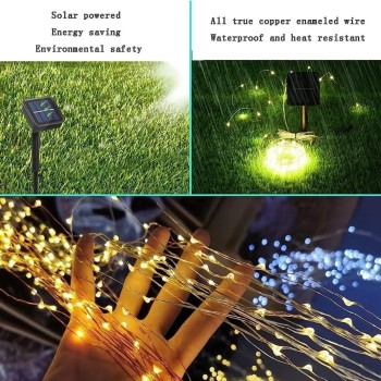 Güneş Enerjili 200 LED Dış Mekan Aydınlatma Şeridi