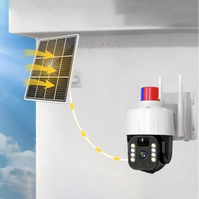 Güneş Enerjili Alarmlı Çakarlı Dış Mekan Güvenlik Kamerası 