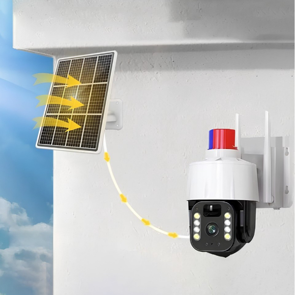 Güneş Enerjili Alarmlı Çakarlı Dış Mekan Güvenlik Kamerası 