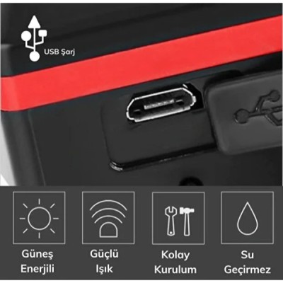 Güneş Enerjili Bisiklet Işıklı Korna