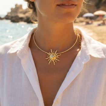 Güneş Model Gold Renk Choker Kadın Kolye