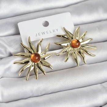 Güneş Model Gold Renk Pirinç Kadın Küpe