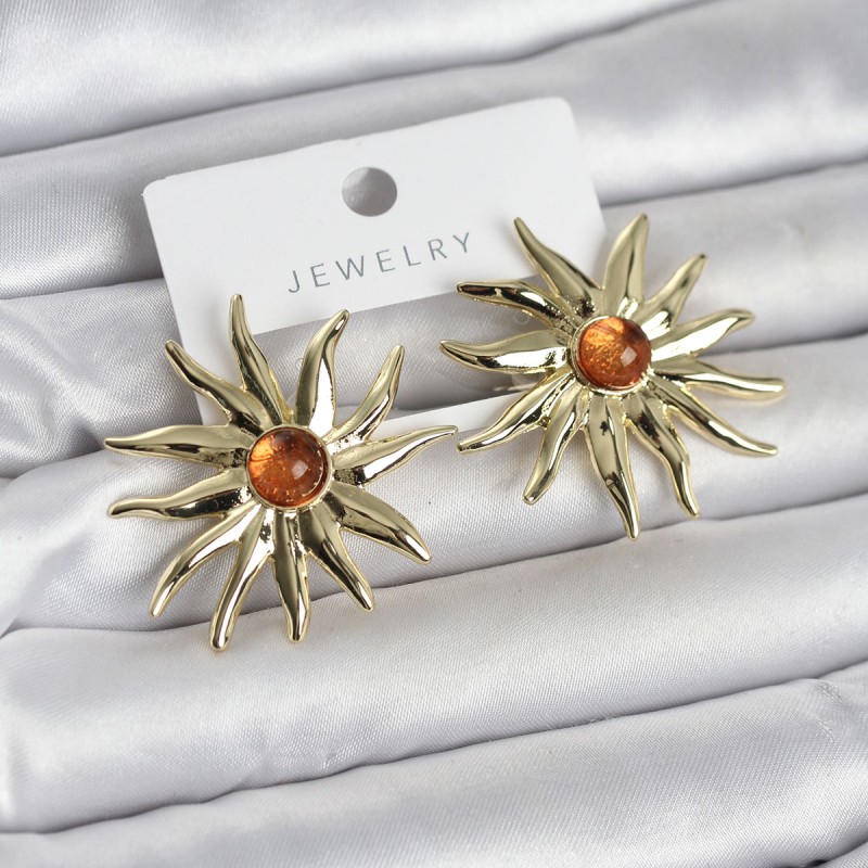 Güneş Model Gold Renk Pirinç Kadın Küpe