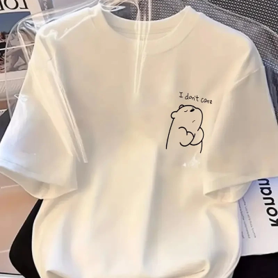 Hafif   Günlük T-Shirt Eğlenceli Karikatür Ayı ve 