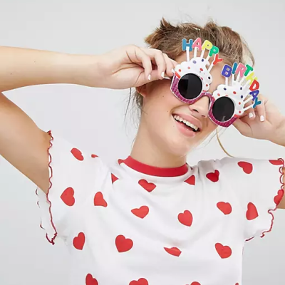 Happy Birthday Beyaz Fuşya Parti Gözlüğü