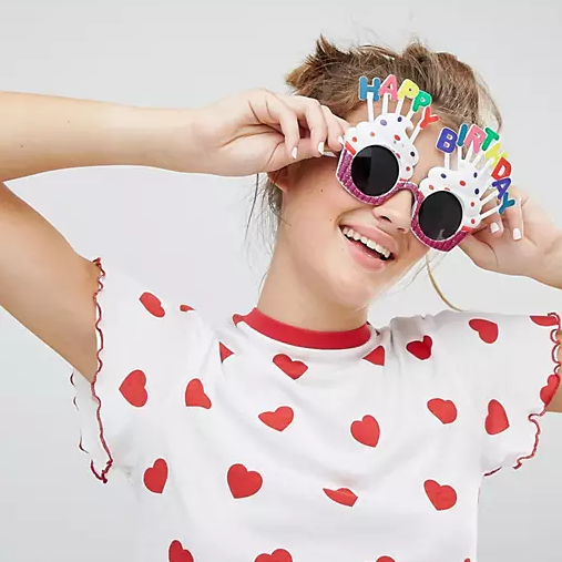 Happy Birthday Beyaz Fuşya Parti Gözlüğü