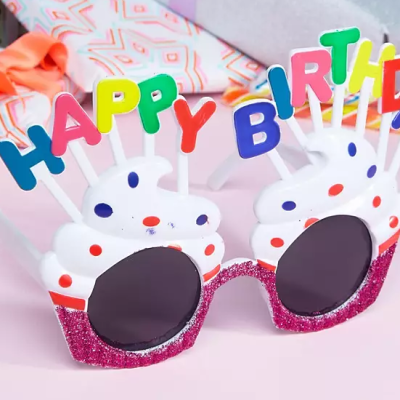 Happy Birthday Beyaz Fuşya Parti Gözlüğü