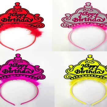 Happy Birthday Yazılı Neon Renk Taç 12 Adet