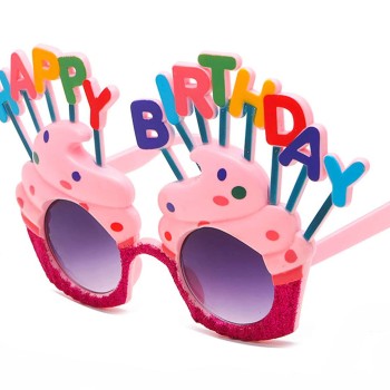 Happy Birthday Yazılı Pembe Fuşya Parti Gözlüğü