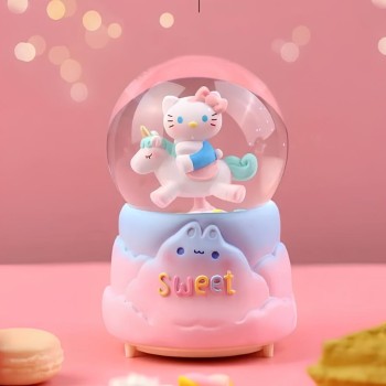 Hello Kitty İçi Dönmeli Püskürtmeli Işıklı Müzikli Kar Küresi Büyük Boy Model 2 