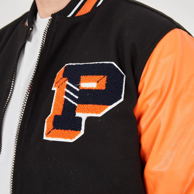 İçten Elyaf ve Astarlı Kolları Suni Deri Ceket - Turuncu -