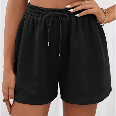 İki İplik Düz Oversize Şort - Siyah