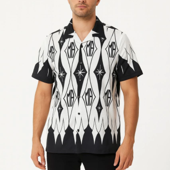 İki İplik Kumaş Dijital Baskılı Gömlek - Siyah -