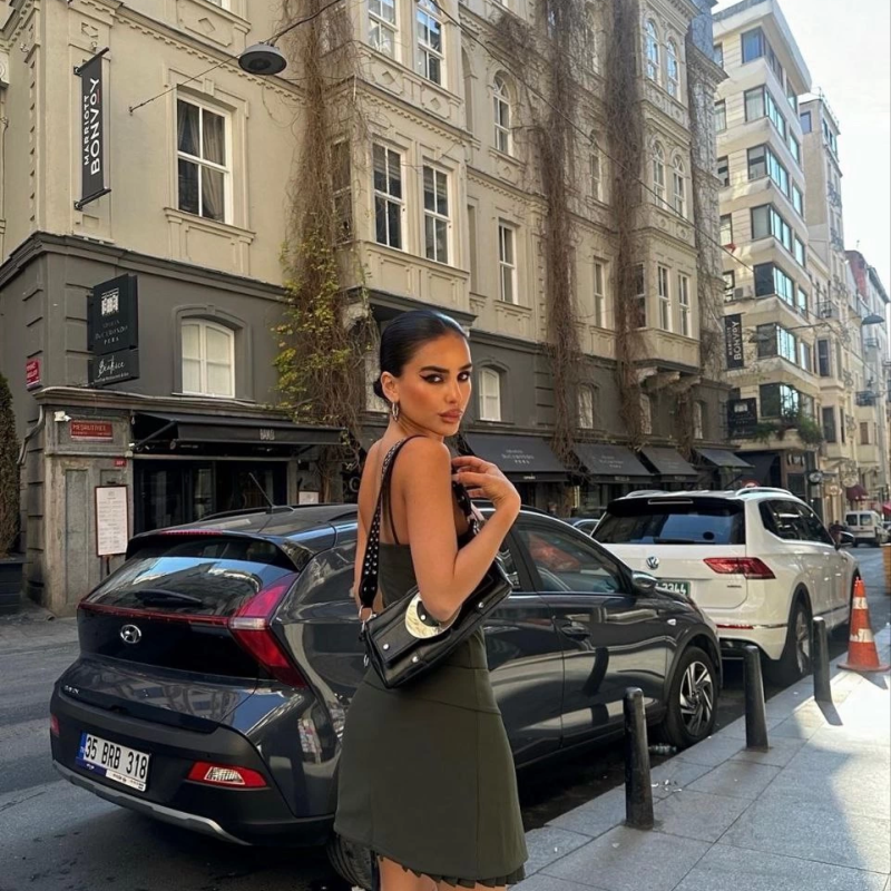 İki Parçalı Pileli Askılı   Mini Elbise - Haki -