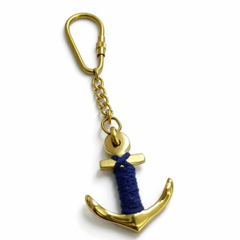 İp Detaylı Pirinç Çapa Anahtarlık 