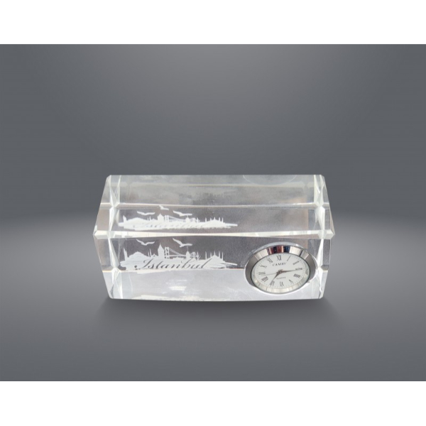 İstanbul Tasarımlı Kristal Saatli Biblo 
