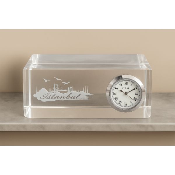 İstanbul Tasarımlı Kristal Saatli Biblo 