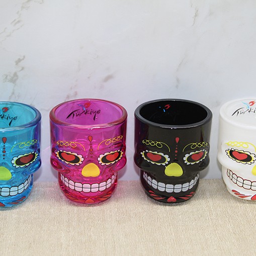 İstanbul Temalı Cam Kurukafa Shot Bardak Renkli Model 2 