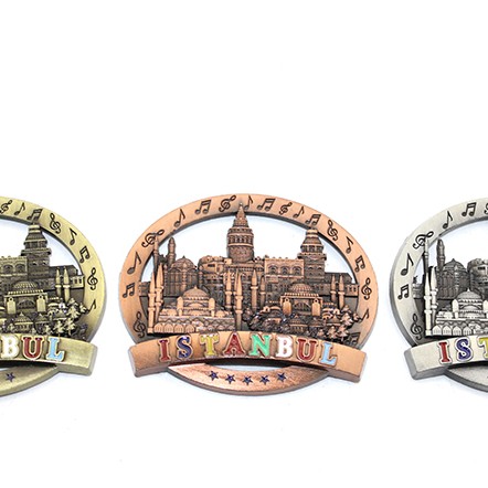 İstanbul Temalı Metal Magnet Yuvarlak Tasarım