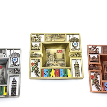İstanbul Temalı Yöresel Metal Küllük Kare