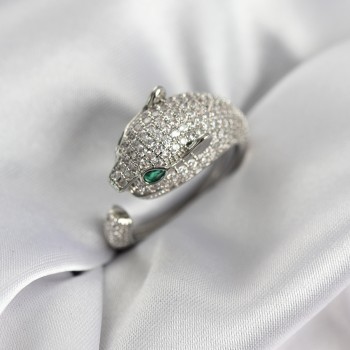 Jaguar Model Gümüş Renk Zirkon Taşlı Kadın Yüzük