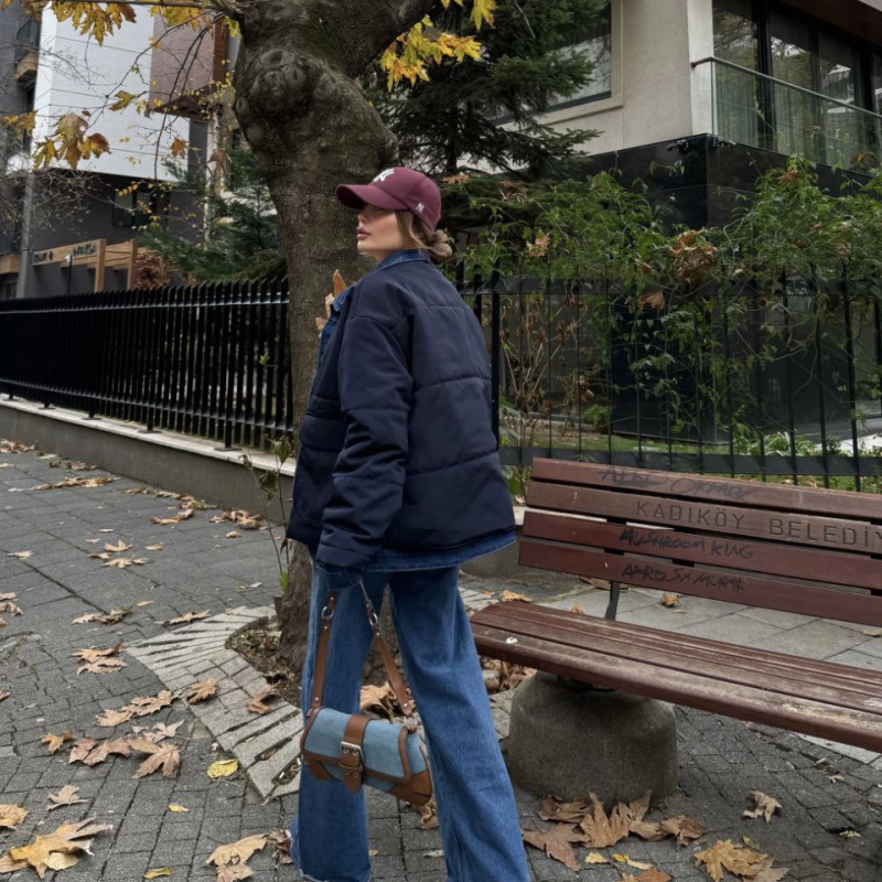 Jeans Detaylı Cıtcıtlı CEKET - Lacivert -