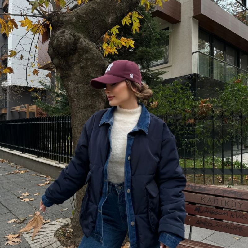 Jeans Detaylı Cıtcıtlı CEKET - Lacivert -