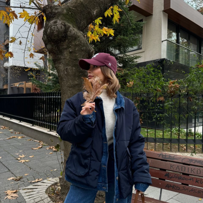 Jeans Detaylı Cıtcıtlı CEKET - Lacivert -