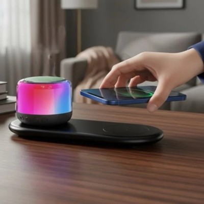 Kablosuz Şarj Standlı Bluetooth Hoparlör