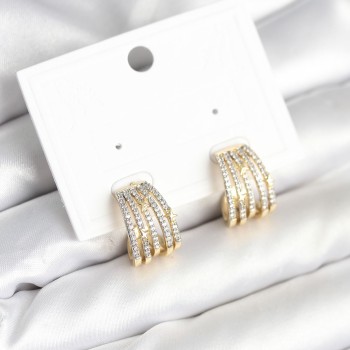 Kaburga Model Zirkon Taşlı Pirinç Kadın Küpe