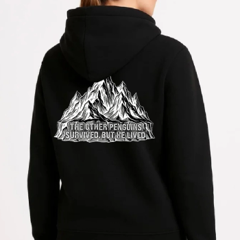 Kadın 3 İplik Pamuklu Kapüşonlu Hoodie Sweatshirt Nihilist Penguen Baskılı - Siyah