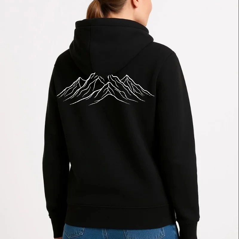 Kadın 3 İplik Pamuklu Kapüşonlu Hoodie Sweatshirt Nihilist Penguen Baskılı - Siyah