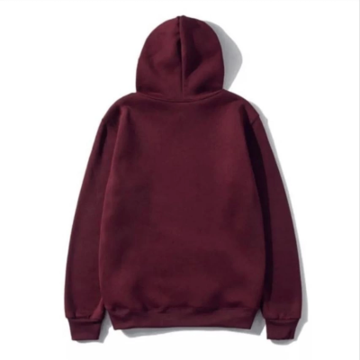 Kadın 3 İplik Pamuklu Kapüşonlu Kanguru Cepli Düz Hoodie Sweatshirt - Bordo