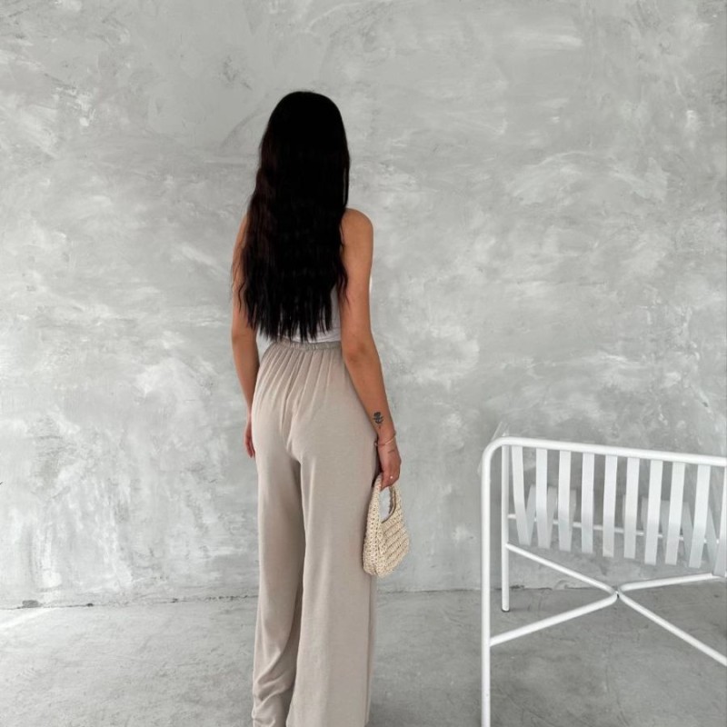 Kadın Ayrobin Oversize Kadın Pantalon - Bej