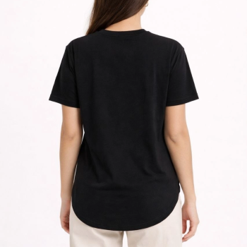 Kadın Basic T-Shirt Kısa Kol Bisiklet Yaka Oval Kesim Tişört - Siyah Kadın Basic T-Shirt Kısa Kol Bisiklet Yaka Oval Kesim Tişört - Siyah