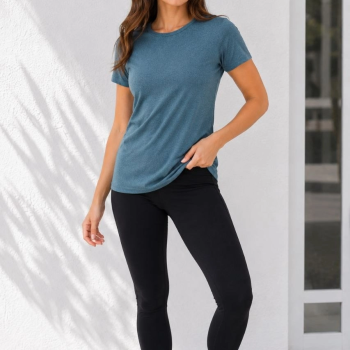 Kadın Basic Tişört Bisiklet Yaka Kısa Kol Günlük Yazlık Slim fit T-Shirt - Füme Kadın Basic Tişört Bisiklet Yaka Kısa Kol Günlük Yazlık Slim fit T-Shirt - Füme