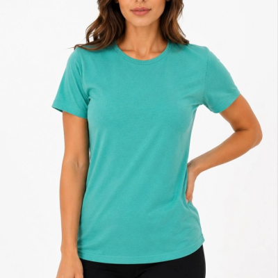 Kadın Basic Tişört Bisiklet Yaka Kısa Kol Günlük Yazlık Slim fit T-Shirt - Su Yeşili