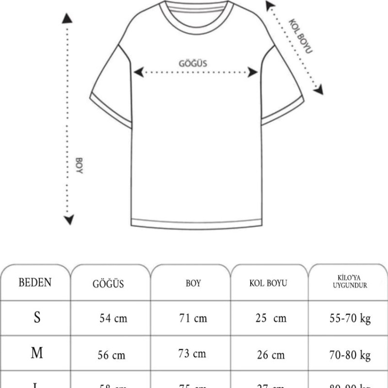 Kadın Baskılı T-Shirt Kısa Kol Bisiklet Yaka Oversize Rahat Kalıp Günlük Tişört - Beyaz