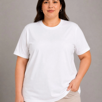 Kadın Battal Big Size Basic Tişört Bisiklet Yaka Rahat Kalıp T-Shirt - Beyaz Kadın Battal Big Size Basic Tişört Bisiklet Yaka Rahat Kalıp T-Shirt - Beyaz