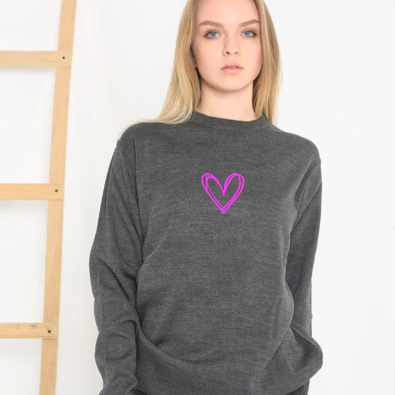 Kadın Bisiklet Yaka Kazak Baskılı Dokuma Triko - Füme