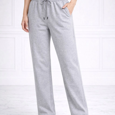 Kadın Düz Paça Beli Lastikli Eşofman Altı Pantolon - Gri