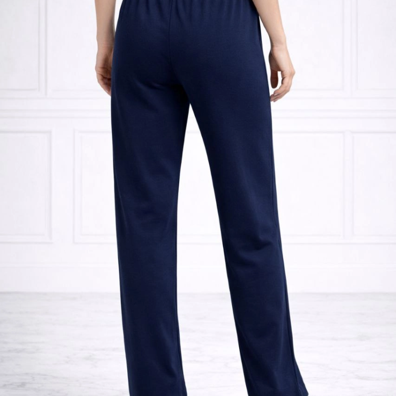 Kadın Düz Paça Beli Lastikli Eşofman Altı Pantolon - Lacivert