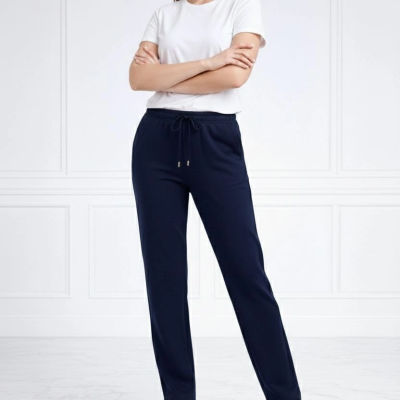 Kadın Düz Paça Beli Lastikli Eşofman Altı Pantolon - Lacivert
