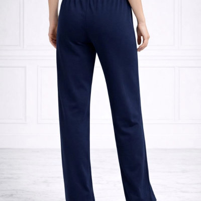Kadın Düz Paça Beli Lastikli Eşofman Altı Pantolon - Lacivert