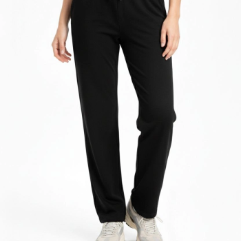 Kadın Düz Paça Beli Lastikli Eşofman Altı Pantolon - Siyah