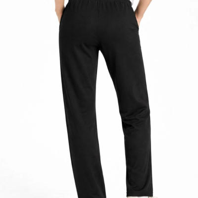 Kadın Düz Paça Beli Lastikli Eşofman Altı Pantolon - Siyah