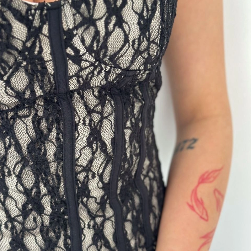 Kadın Fermuarlı Dantel Korse Straplez Bustiyer Transparan Şık Top - Bej