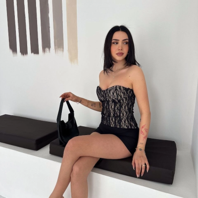 Kadın Fermuarlı Dantel Korse Straplez Bustiyer Transparan Şık Top - Bej