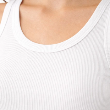 Kadın Fitilli Likralı Kaşkorse Atlet Vücuda Oturan Basic Şıklık - Beyaz